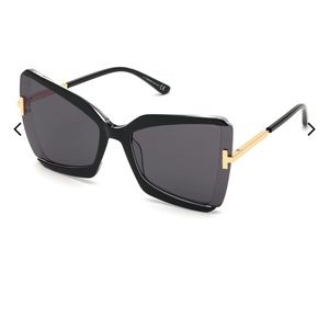 Tom Ford Butterfly Sunglasses. Black frame with gold accents.